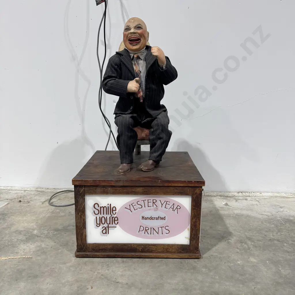 Advertising Sign w "The Laughing Man' Automaton Atop, Probably by Decamps of Paris Image 1++