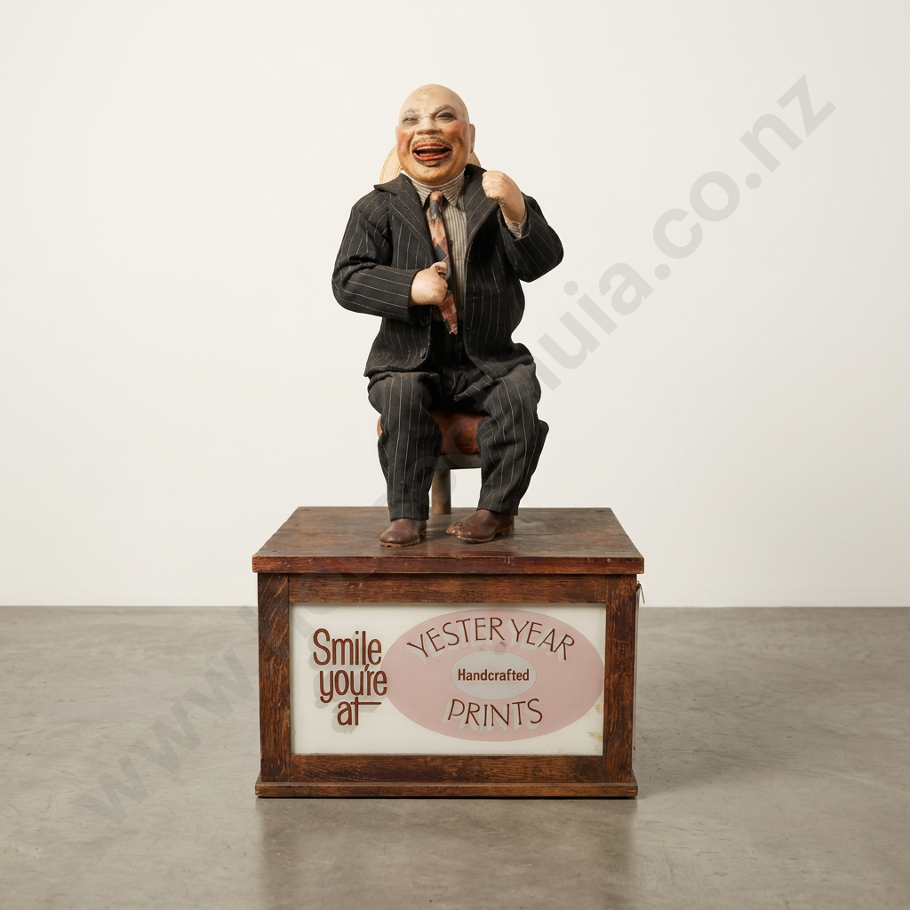 Advertising Sign w "The Laughing Man' Automaton Atop, Probably by Decamps of Paris Image 1++