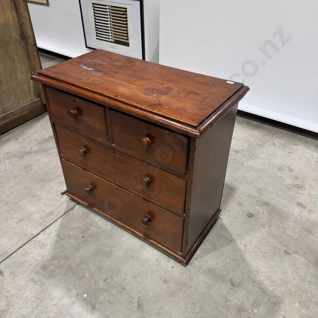 Antique Four Drawer Chest of Drawers, Possibly Rimu Image 1++