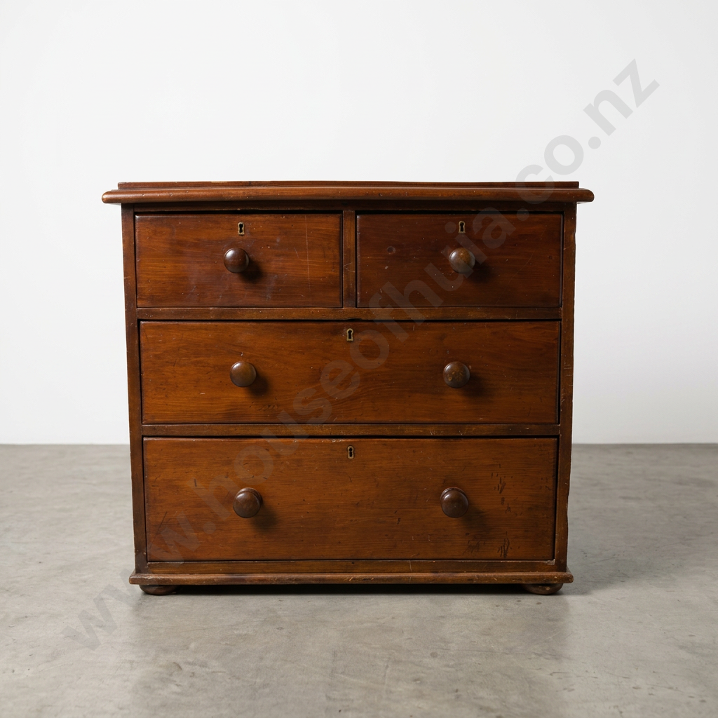 Antique Four Drawer Chest of Drawers, Possibly Rimu Image 1++