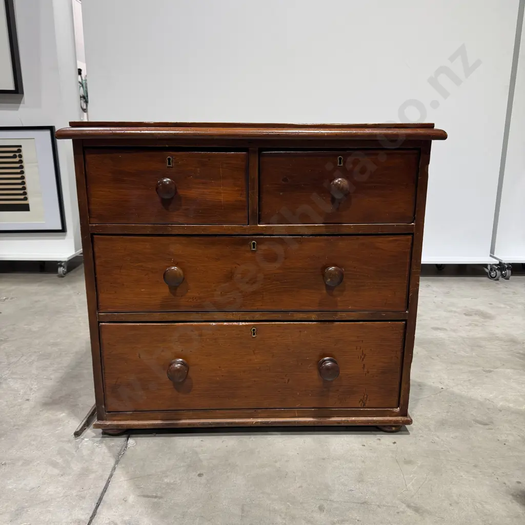 Antique Four Drawer Chest of Drawers, Possibly Rimu Image 1++
