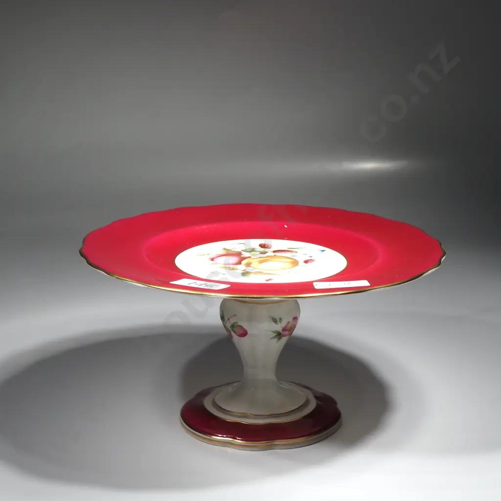 Royal Worcester Bone China Comport decorated w Fruit, a Reproduction of Early Worcester Image 1++