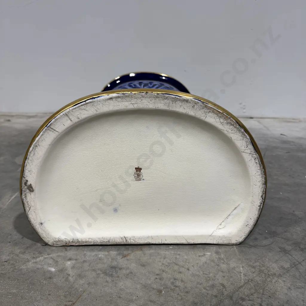 Exceptional Flat Back Art Nouveau Doulton Burslem Morrisian Ware Umbrella Stand in Blue & White w Heavy Gilding Image 1++