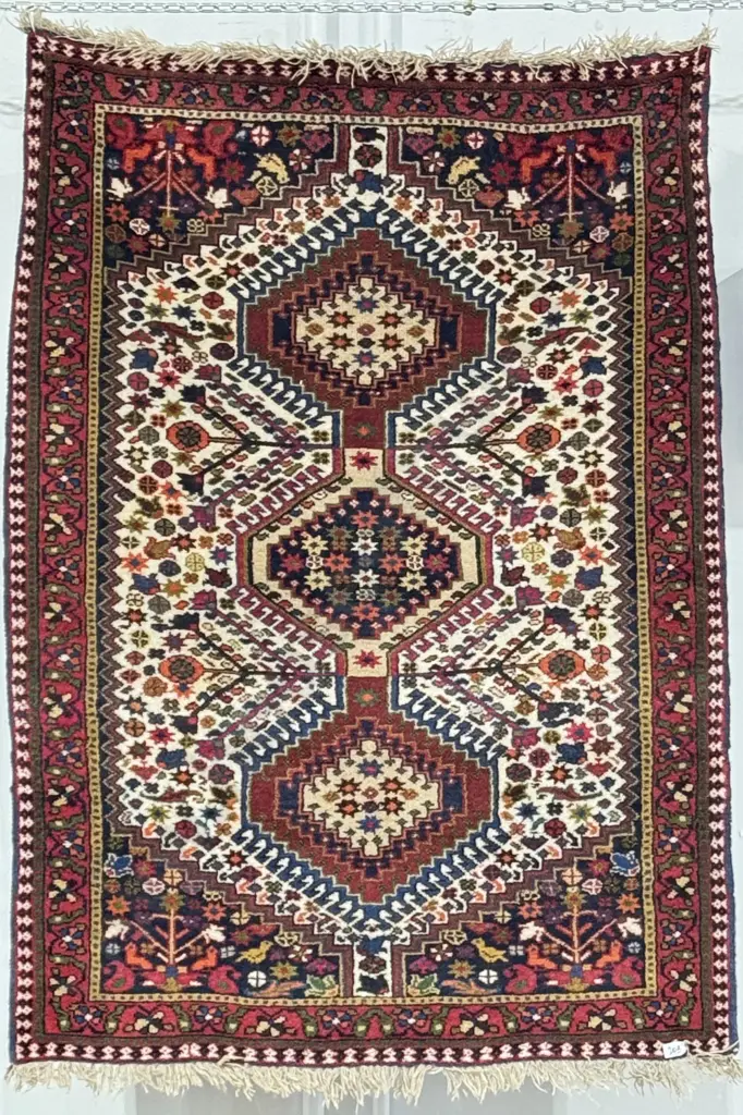 Hand Knotted Persian Rug w a Traditional Nomadic Geometric Designs in Deep Red & Blue /tibes Image 1++