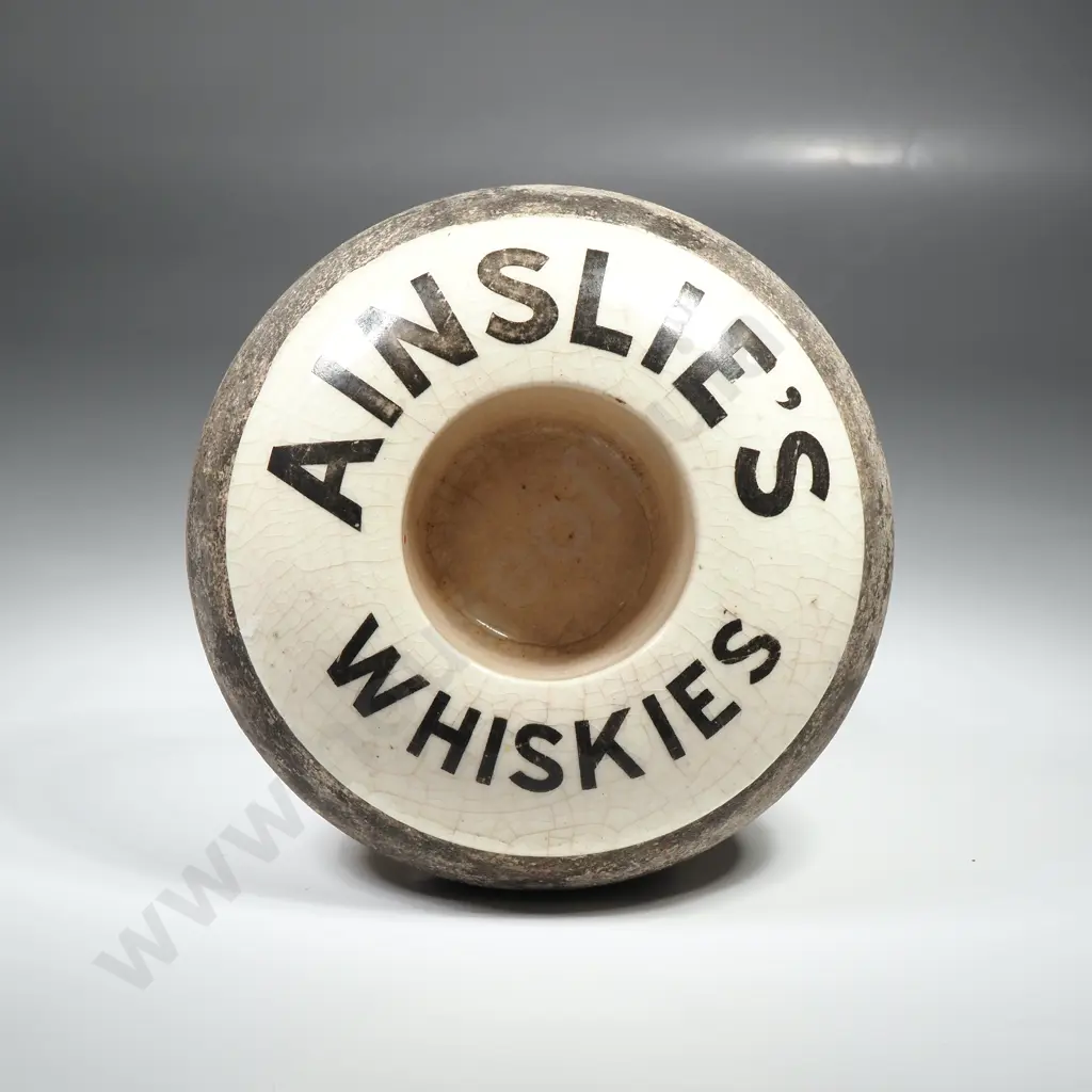 Antique Stoneware Ainsley's Whiskies Advertising Match Striker Image 1++