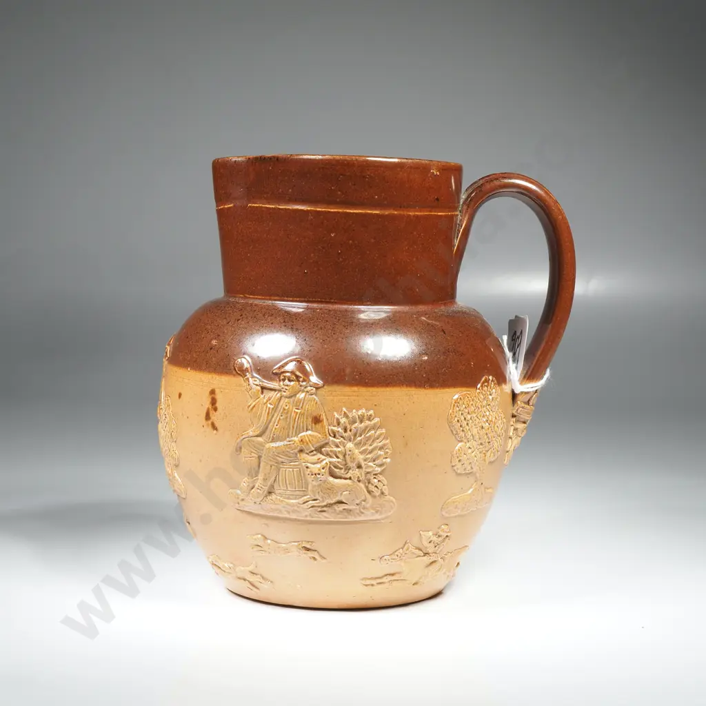 Doulton Lambeth Two Tone Stoneware Jug w Harvesting Scenes w Another Image 1++