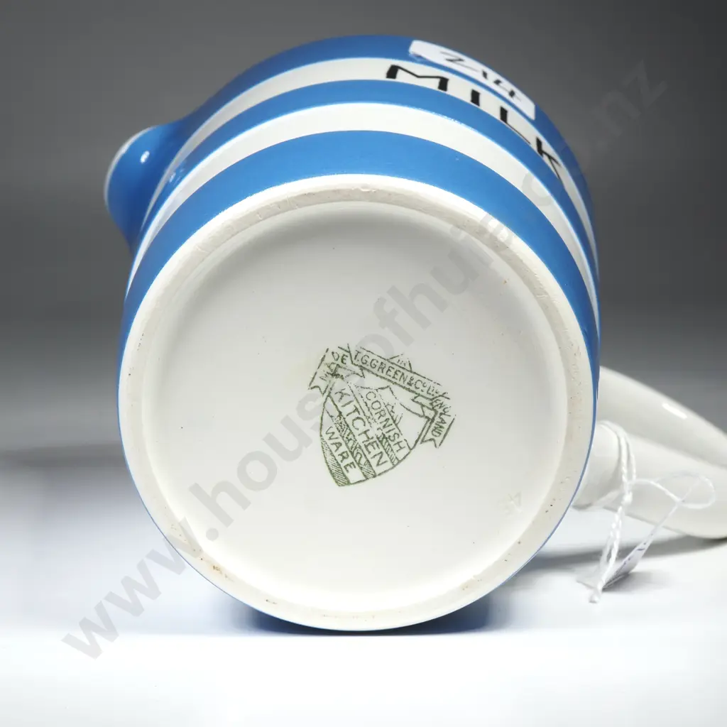 T G Green Jug Marked 'Milk' & w Interior Printed Graduation Measurements w Green Shield Mark Image 1++