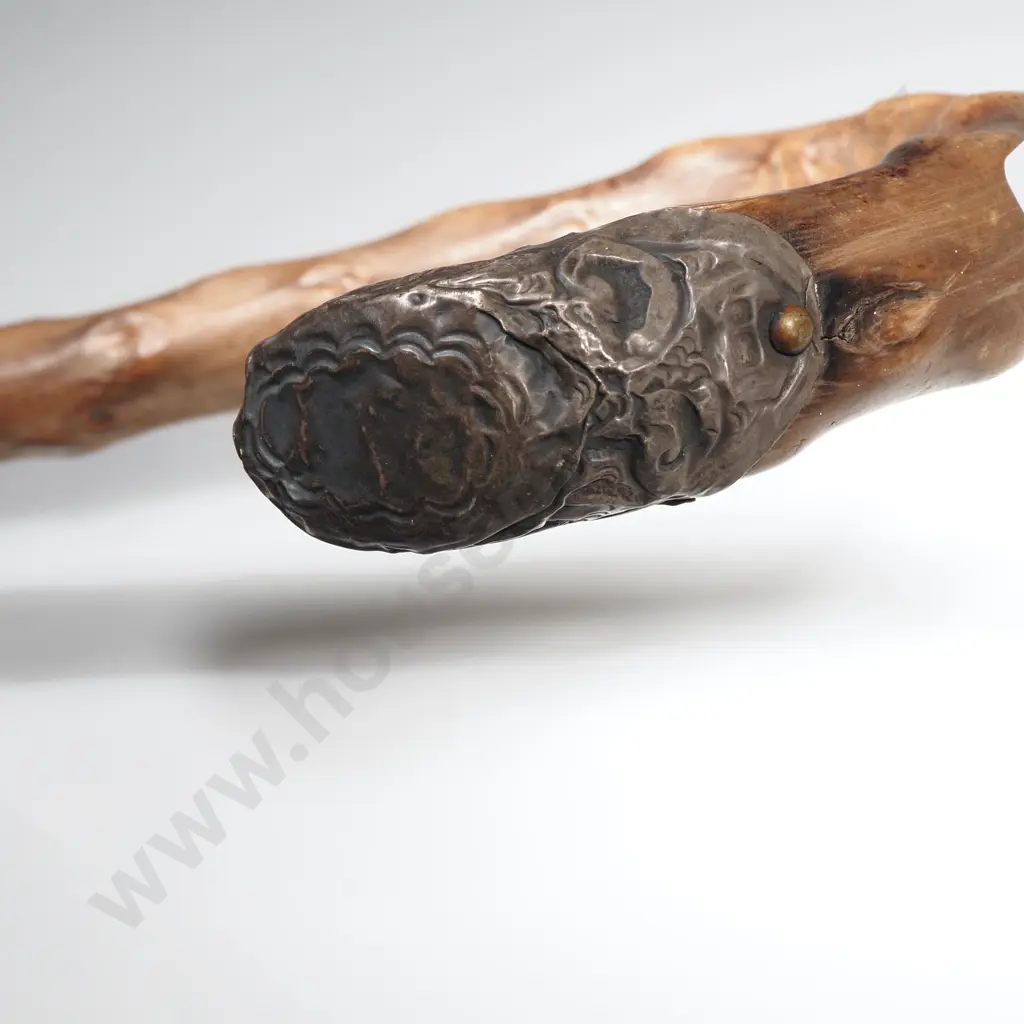 Sterling silver Capped Knotted Wood Walking Stick Image 1++