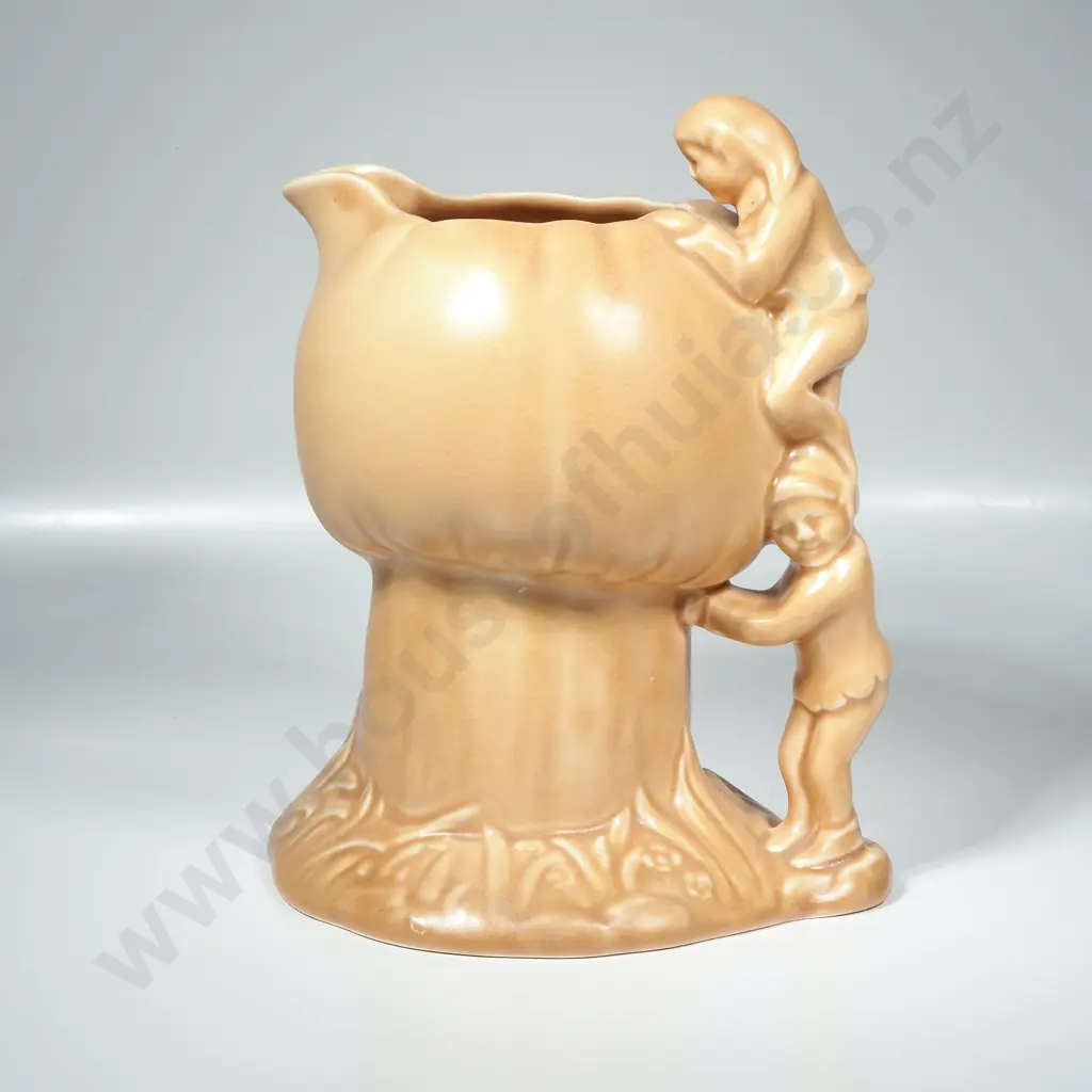 Sylvac Beige Jug Depicting Gypsies Climbing a Stylized Mushroom. Model No 1969 Image 1++