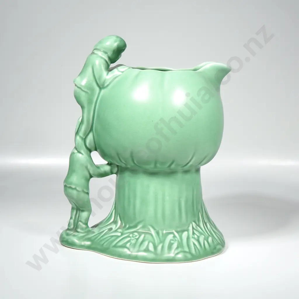 Sylvac Green Jug Depicting Gypsies Climbing a Stylized Mushroom. Model No 1969 Image 1++