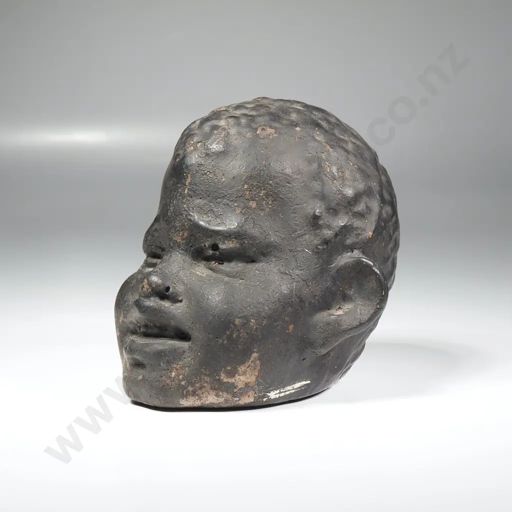 Small Chalkware? Still Money Box Bust of A Boy, Marked 390 to Base Image 1++