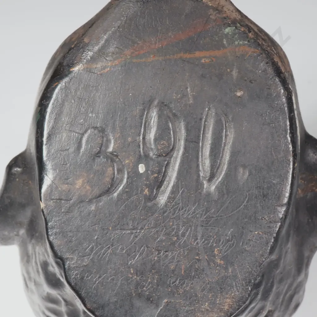 Small Chalkware? Still Money Box Bust of A Boy, Marked 390 to Base Image 1++
