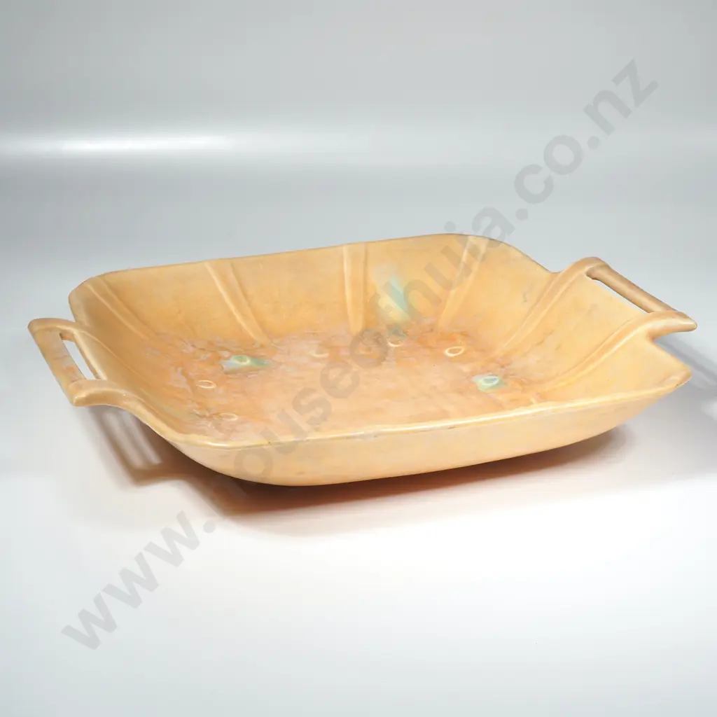 Beswick Art Deco Double Handled Dish w Yellow Mottled Drip Glaze, Model No.329 Image 1++