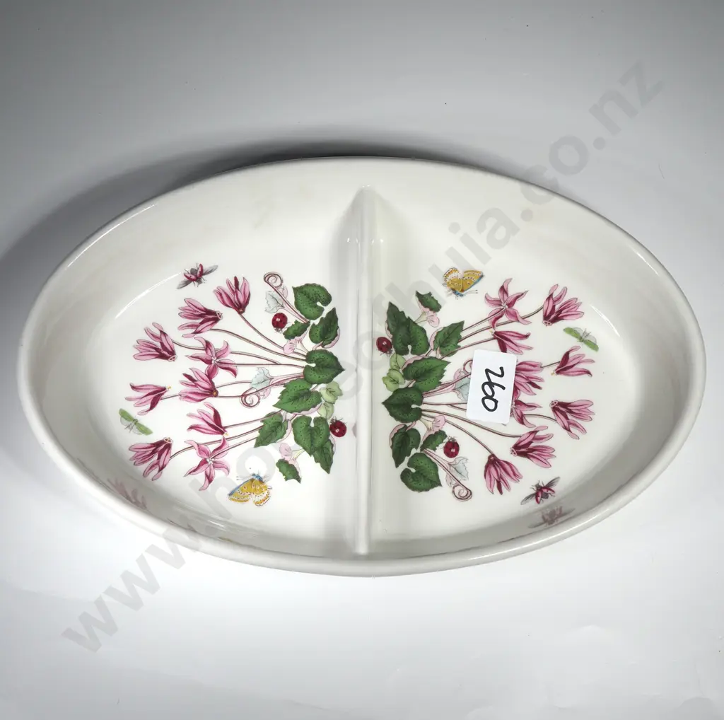 Portmeirion Botanic Garden Oval Divided Serving Dish in the Cyclamen Pattern Image 1++