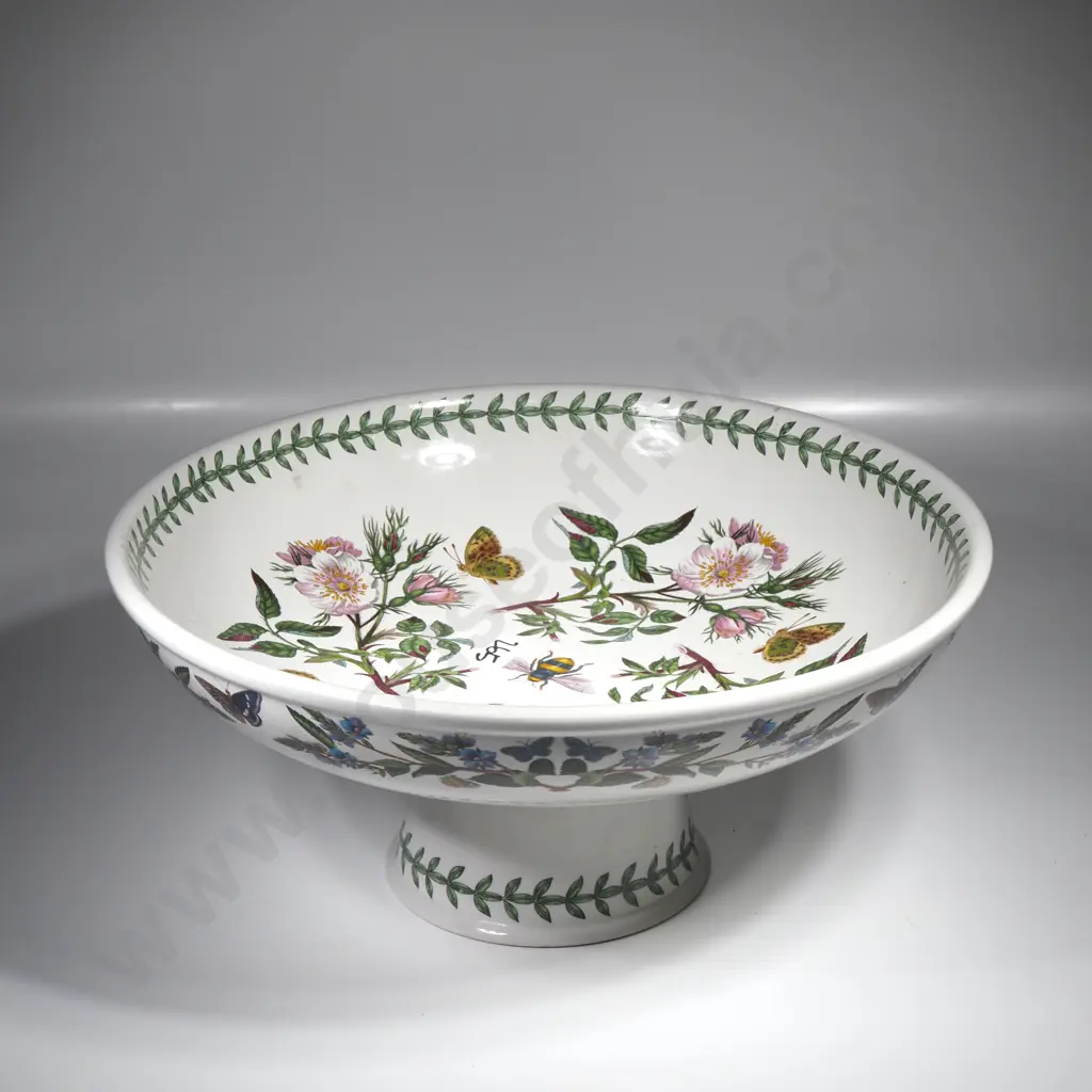 Large Portmeirion Botanic Garden Footed Bowl In the Dog Rose Pattern Image 1++