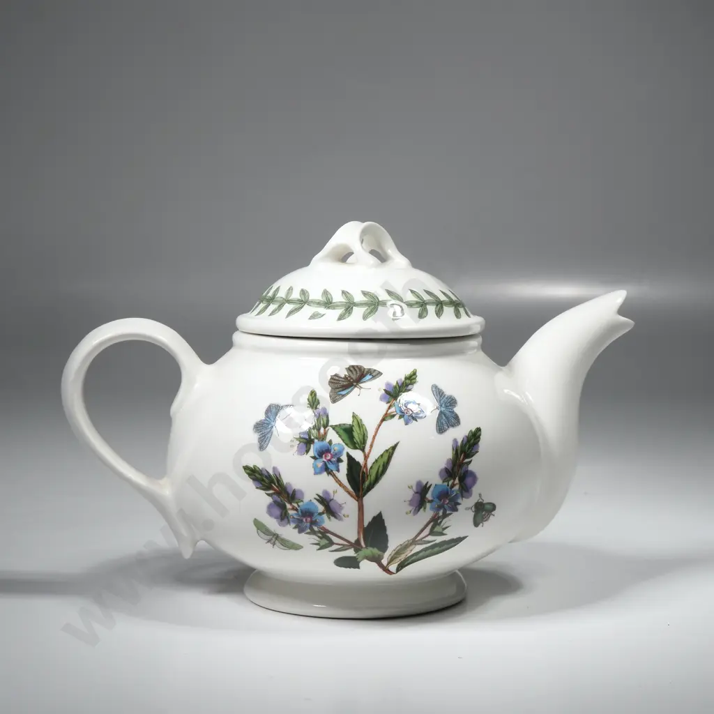 Portmeirion Botanic Garden Individual (one Cup) Teapot & Lid in the Speedwell Pattern Image 1++