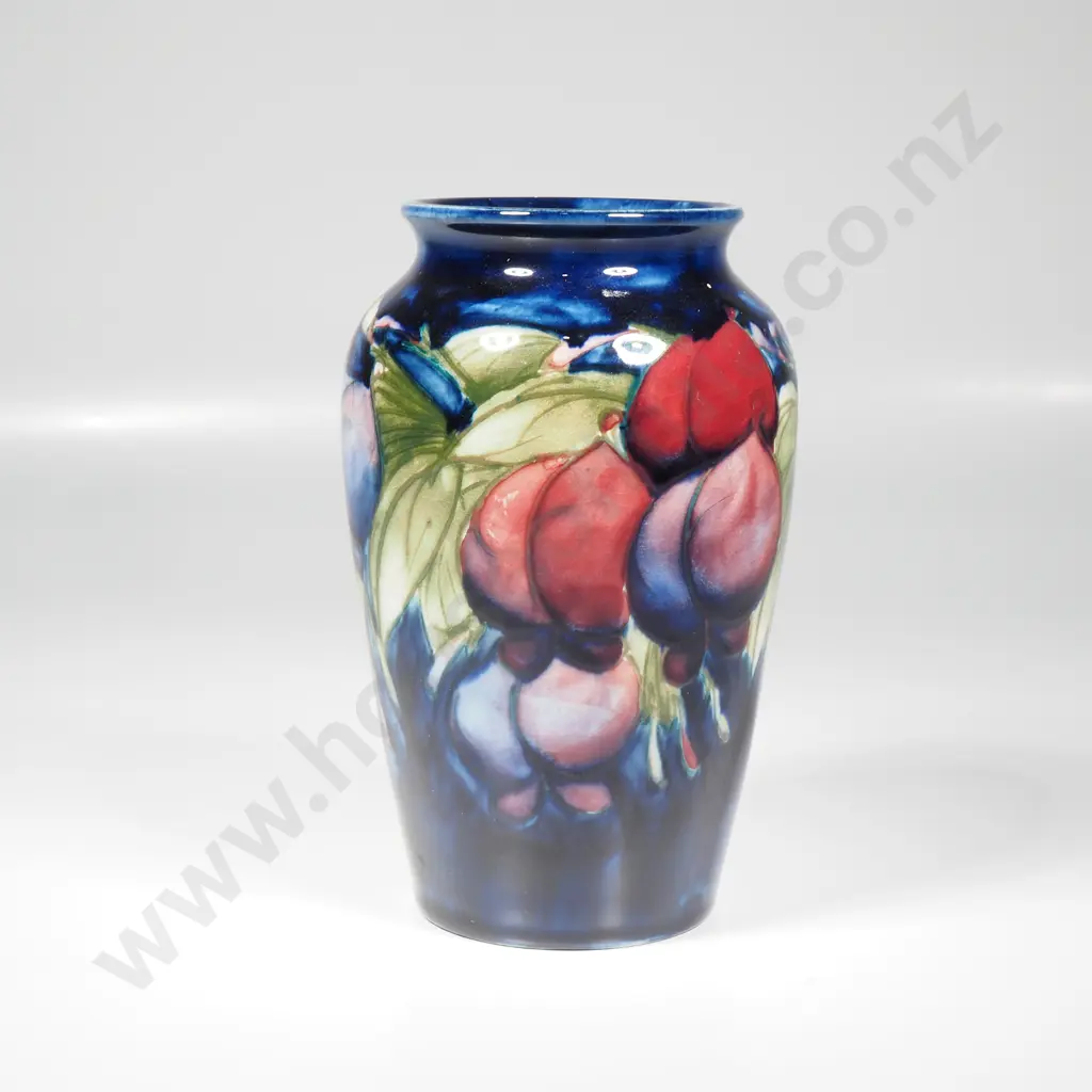 Vintage Baluster Shaped William Moorcroft Art Pottery Vase w Tubelined Wisteria & Plum Decoration & Green Signature Image 1++