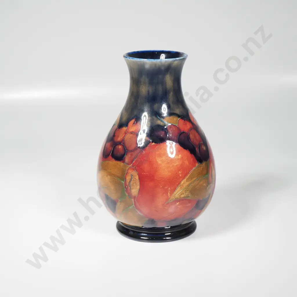 Moorcroft Pomegranate Vase w Cobalt Blue Ground, Green Mark To Base Image 1++