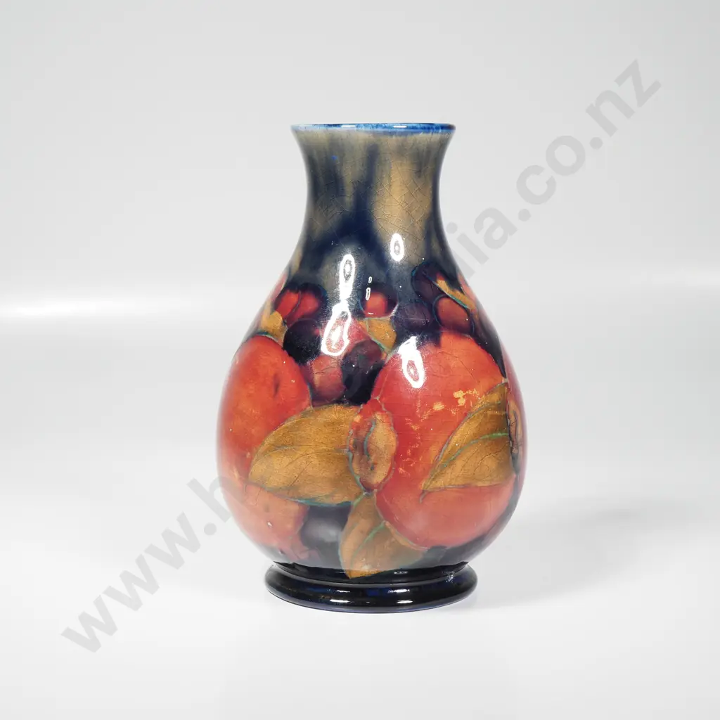 Moorcroft Pomegranate Vase w Cobalt Blue Ground, Green Mark To Base Image 1++
