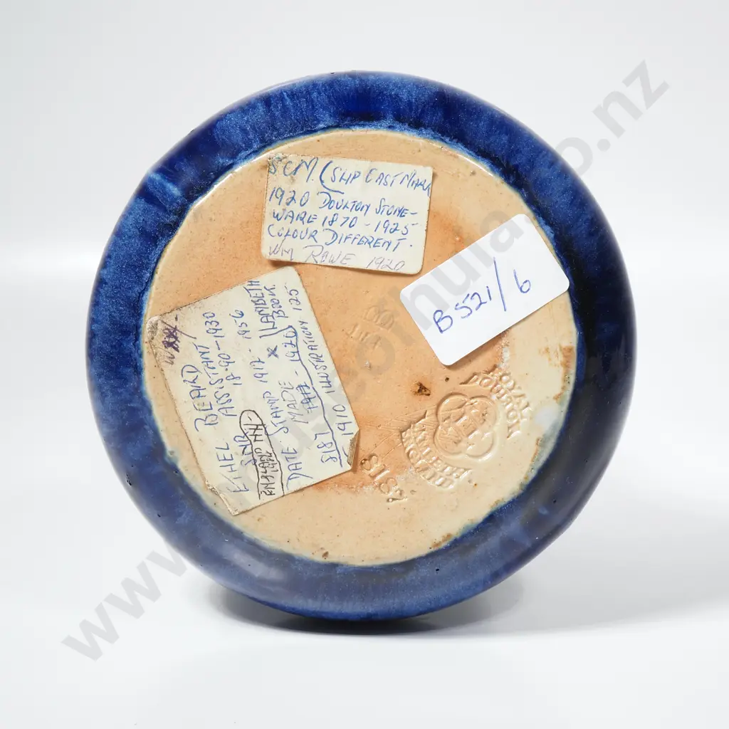 Royal Doulton Lambeth Stoneware w Cobalt Blue Glaze in the Arts & Craft Style, Marked EB for Artist Ethel Beard Image 1++