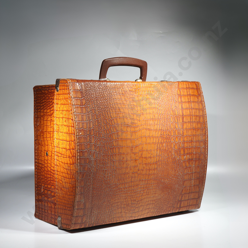 Vintage Crocodile Patterned Suitcase/Travel Case Manufactured By Roland Roberts & Irelands Ltd Image 1++