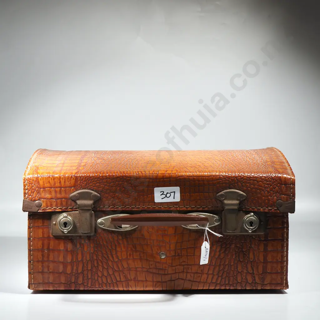 Vintage Crocodile Patterned Suitcase/Travel Case Manufactured By Roland Roberts & Irelands Ltd Image 1++