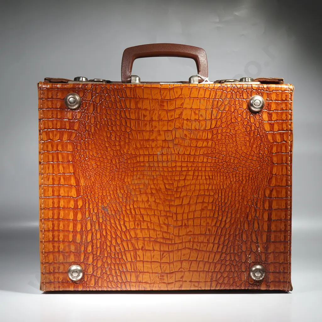 Vintage Crocodile Patterned Suitcase/Travel Case Manufactured By Roland Roberts & Irelands Ltd Image 1++