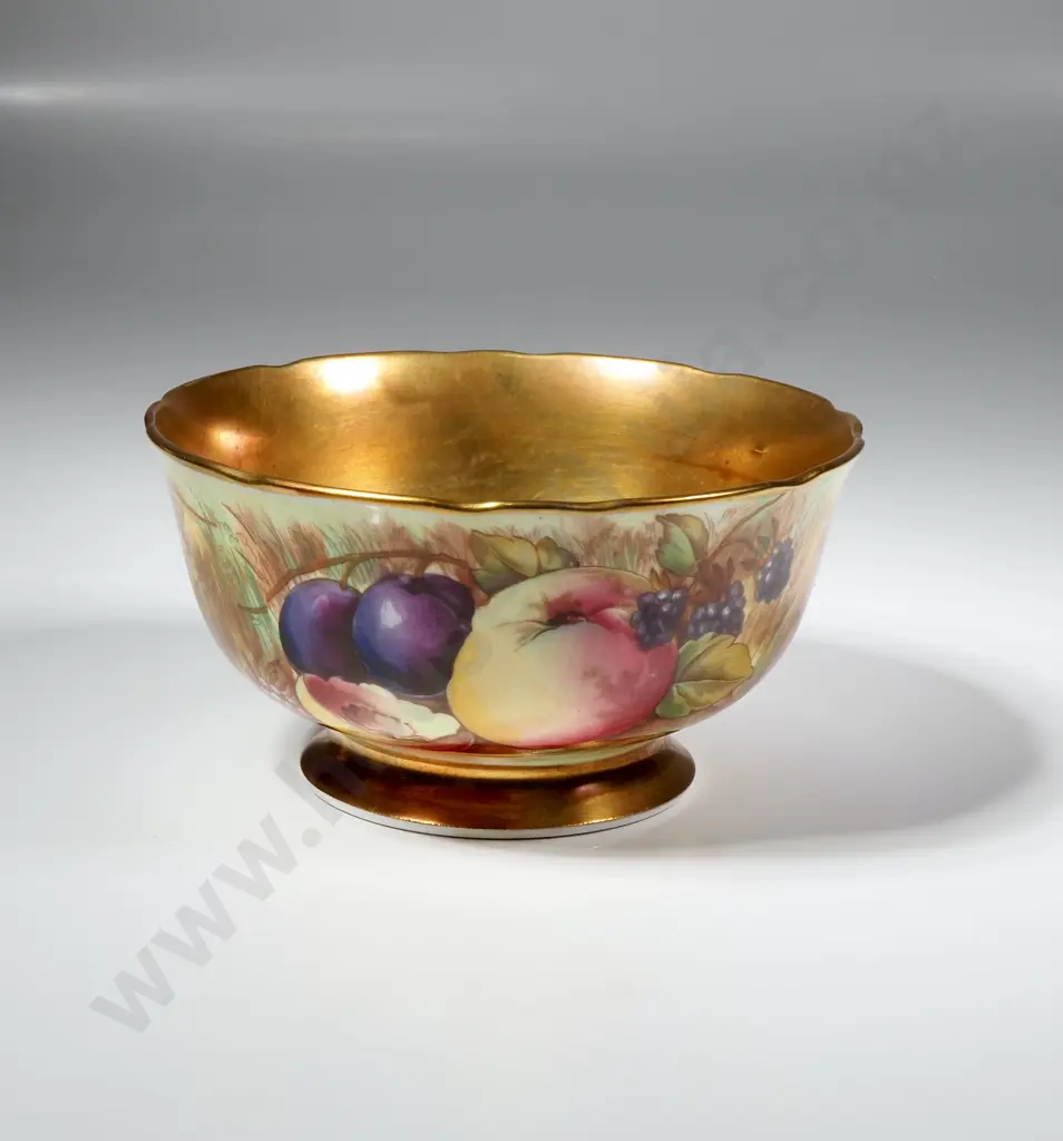 Aynsley Orchard Gold Footed Sugar Basin, Signed N Brunt Image 1++