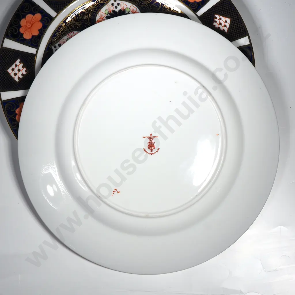Pair of Royal Crown Derby Entree Size Plates in the Old Imari Pattern Image 1++