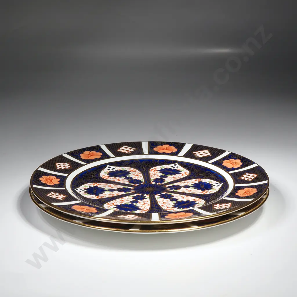 Pair of Royal Crown Derby Entree Size Plates in the Old Imari Pattern Image 1++