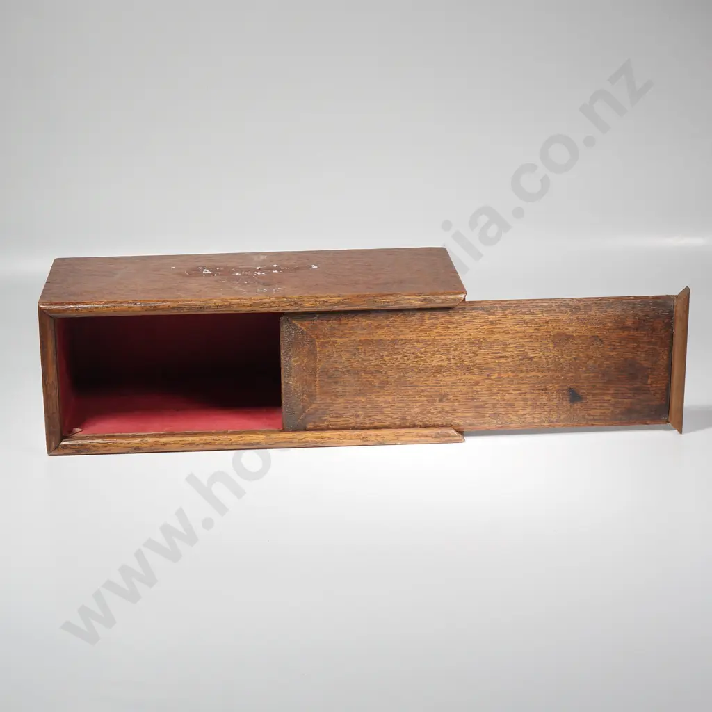 Vintage Oak Sliding Box w Chamfered Top & Warm Patina Image 1++