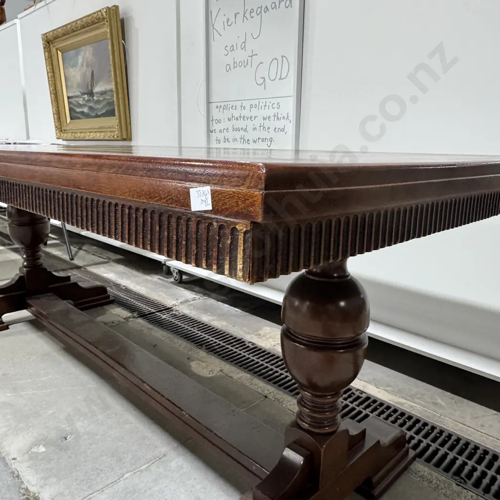 Impressive Oak Refectory Table - Used as the Board Table by the Christchurch Press Newspaper Image 1++
