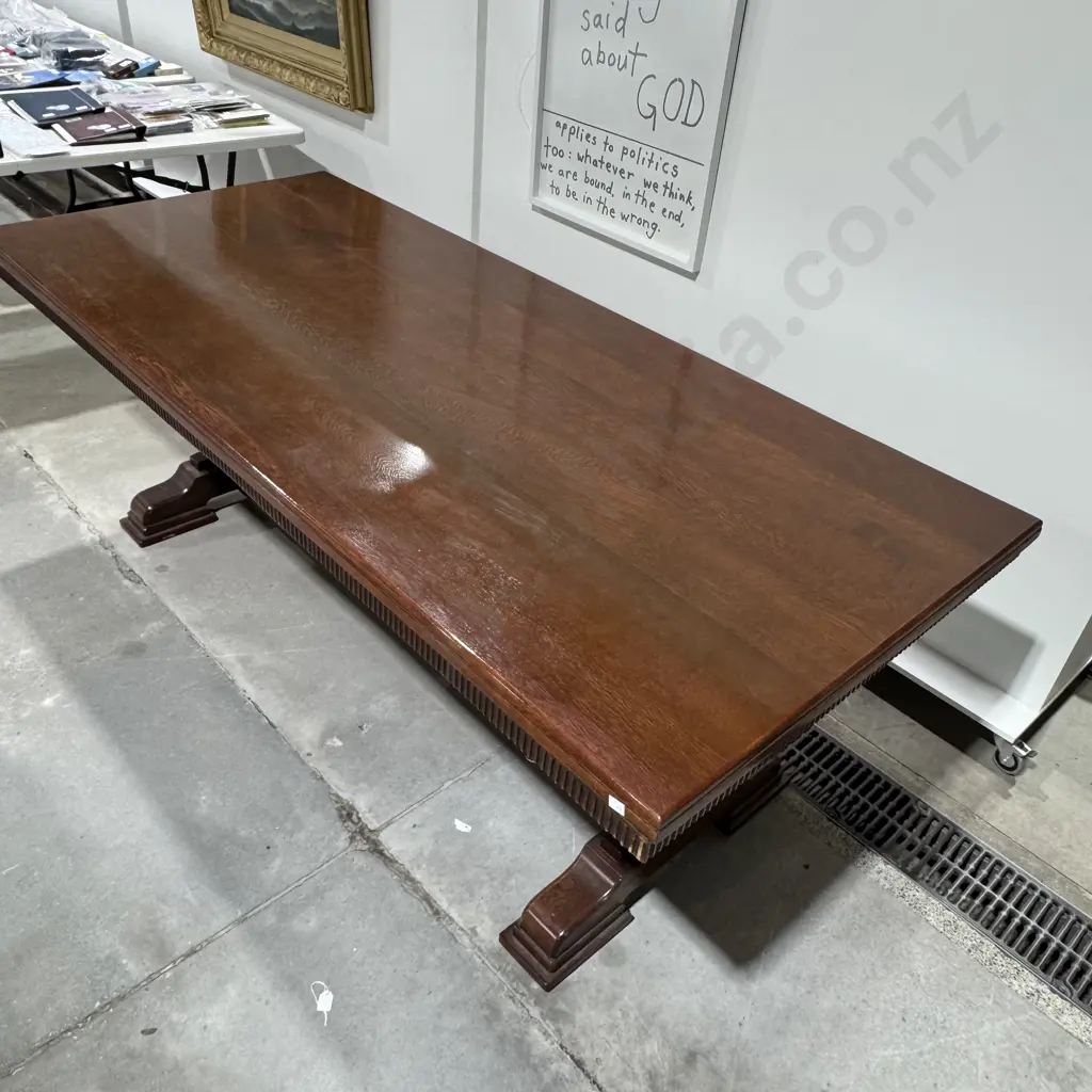 Impressive Oak Refectory Table - Used as the Board Table by the Christchurch Press Newspaper Image 1++