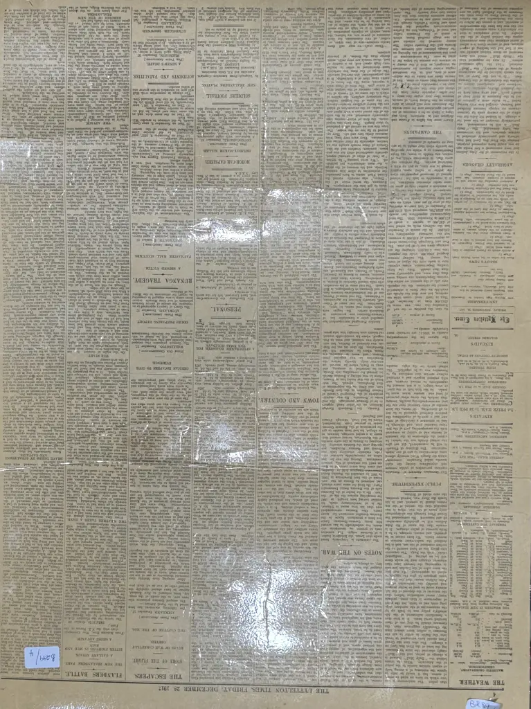 Vintage Broad Sheet Newspaper from 'The Lyttleton Times', December 28 1917, Laminated Image 1++