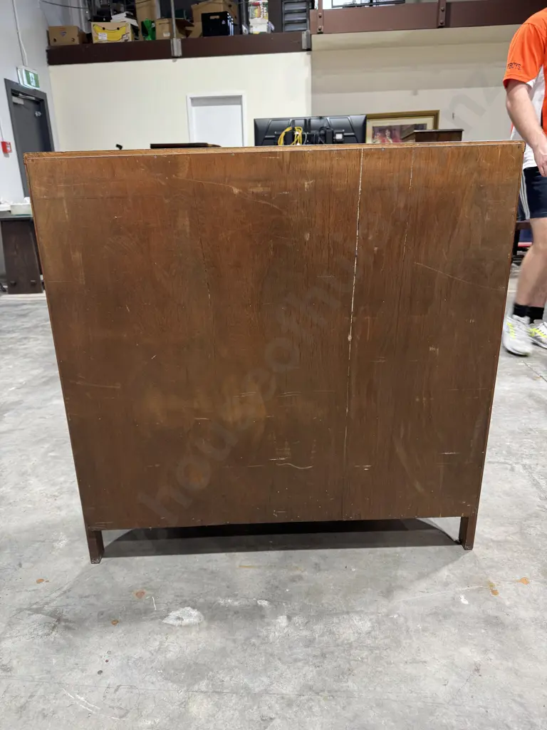 Art Deco Walnut Leadlight China Cabinet w a Curved Bow Front Image 1++