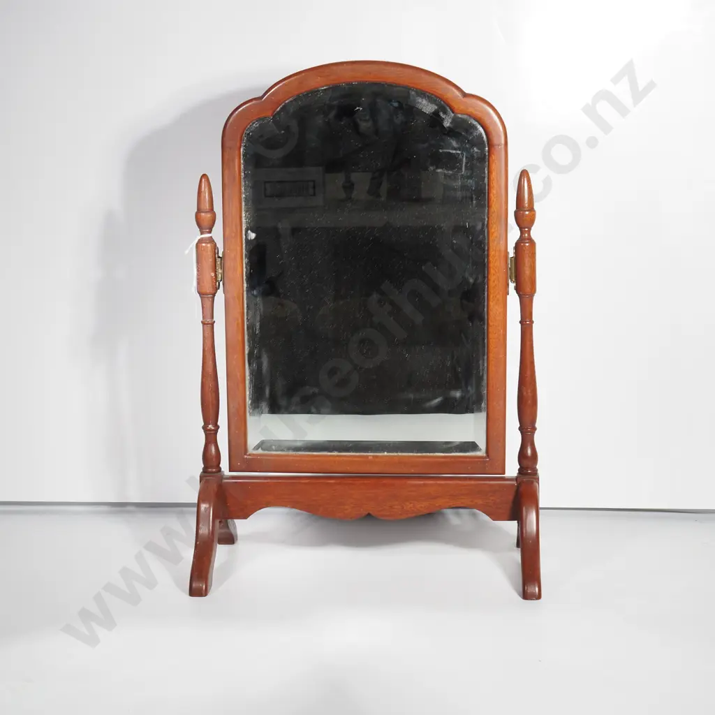 Mahogany Toilet Mirror w Bevelled Edge Image 1++
