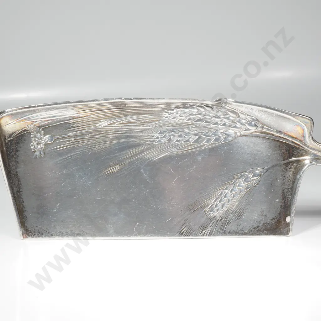 Art Nouveau Silver Plated Crumb Tray w a Wheatsheaf Pattern Image 1++