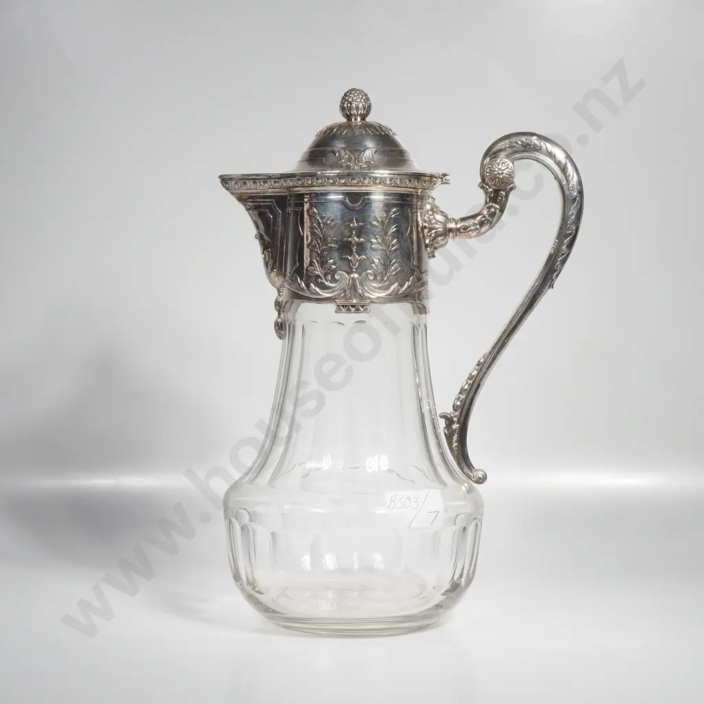 Antique Orfèvrerie Ercuis French S/Plate & Cut Glass Claret Jug - Circa 1915 Image 1++