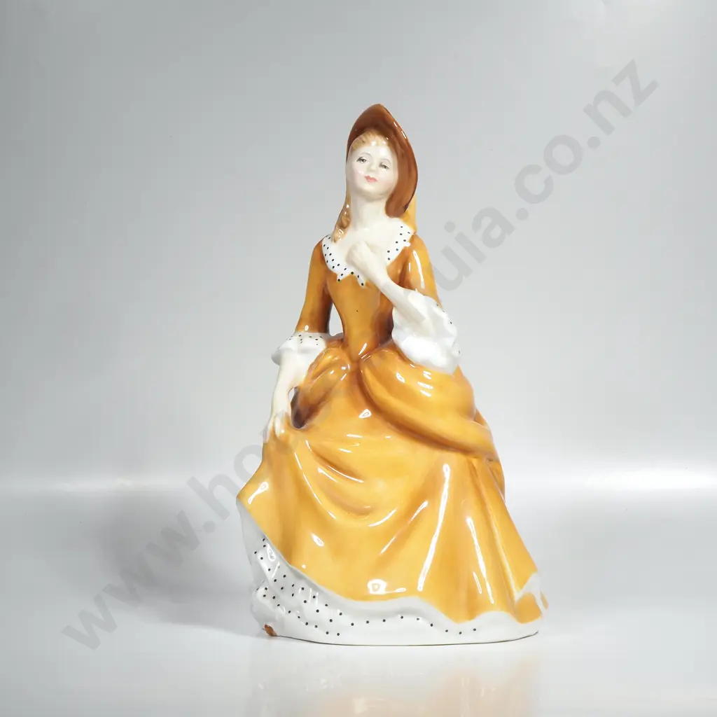Vintage Royal Doulton Sandra Figurine HN 2275 – Fine Bone China Lady in Yellow Dress Image 1++