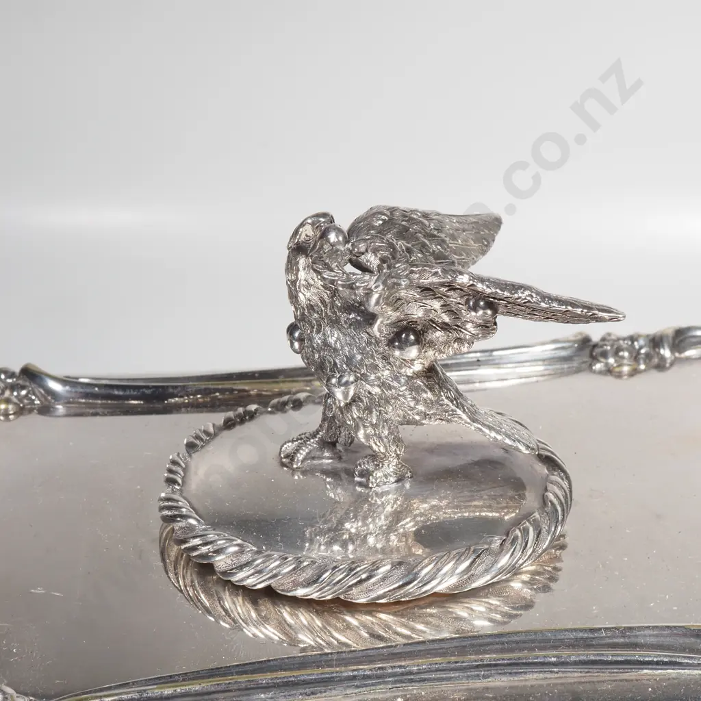 Incredible Antique S/P Tureen w Dove Motif and Heraldic Crest Image 1++