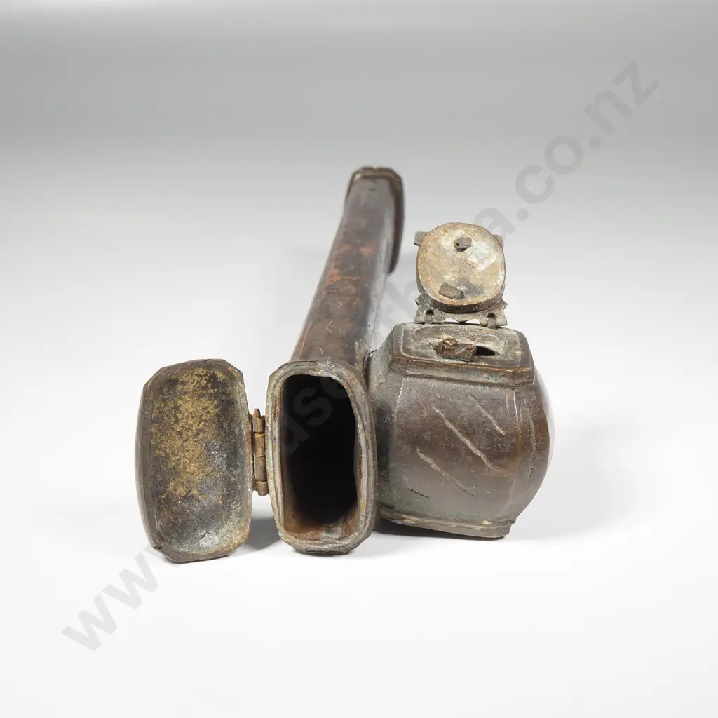 19th Century Middle Eastern Copper Qalamdan or Travelling Inkwell & Pen Compartment Image 1++