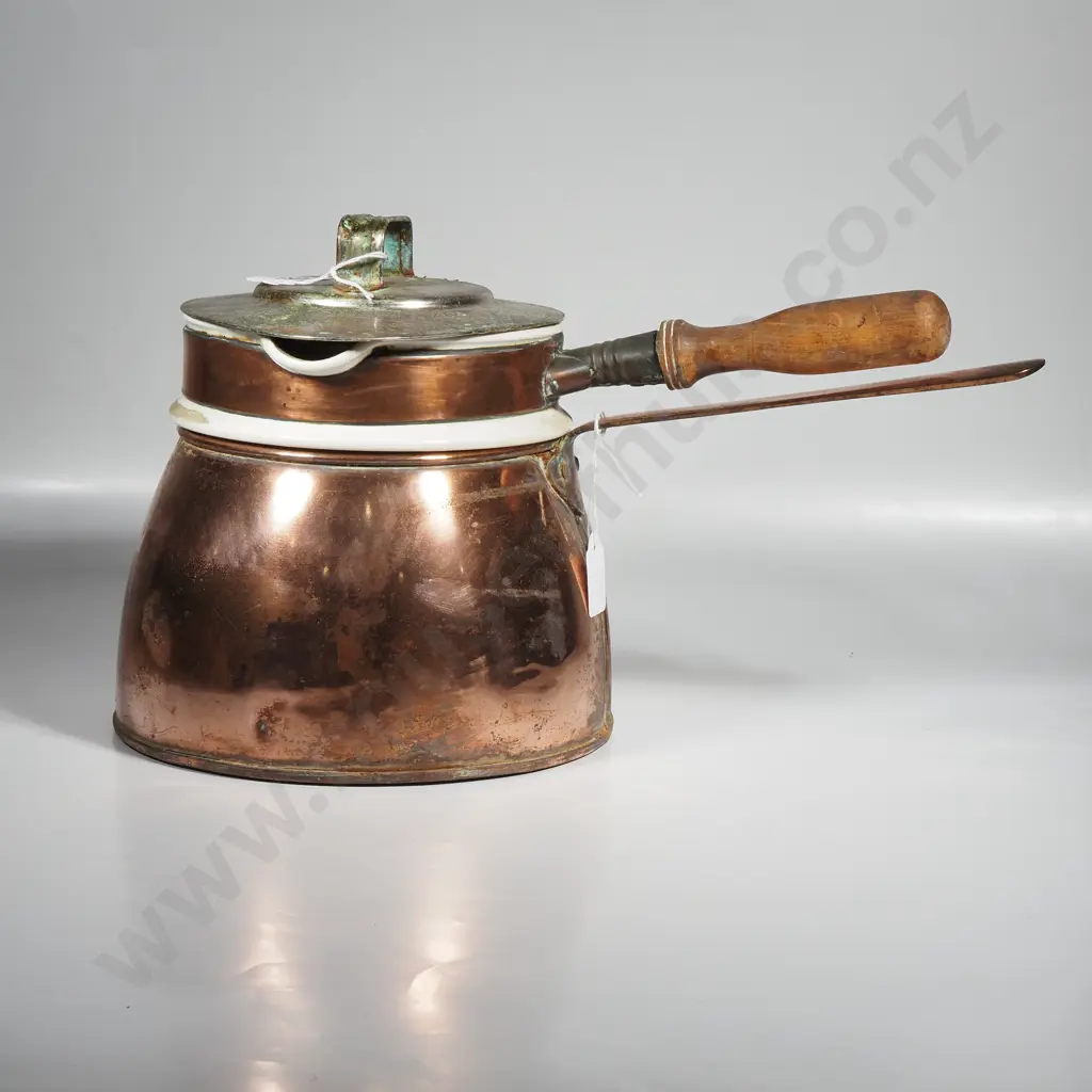 Vintage Copper Double Boiler Set w Removeable Ceramic Inset Image 1++