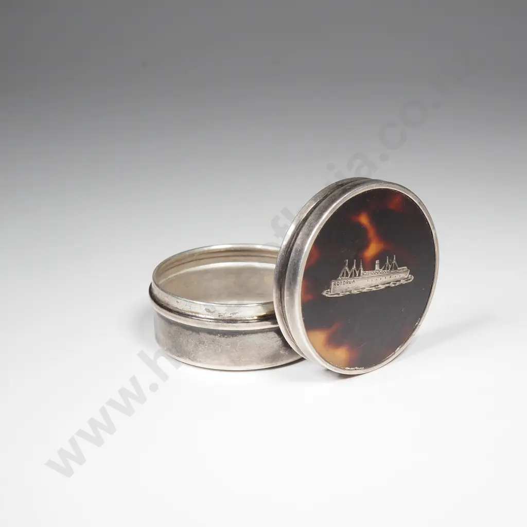 Sterling Silver & Tortiseshell Pill Box - Ship Rotorua Image 1++