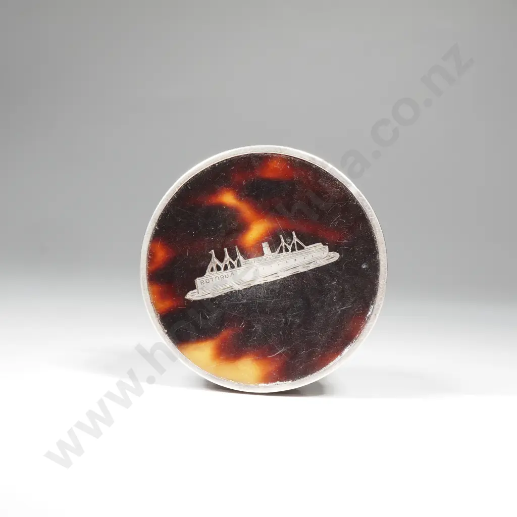 Sterling Silver & Tortiseshell Pill Box - Ship Rotorua Image 1++