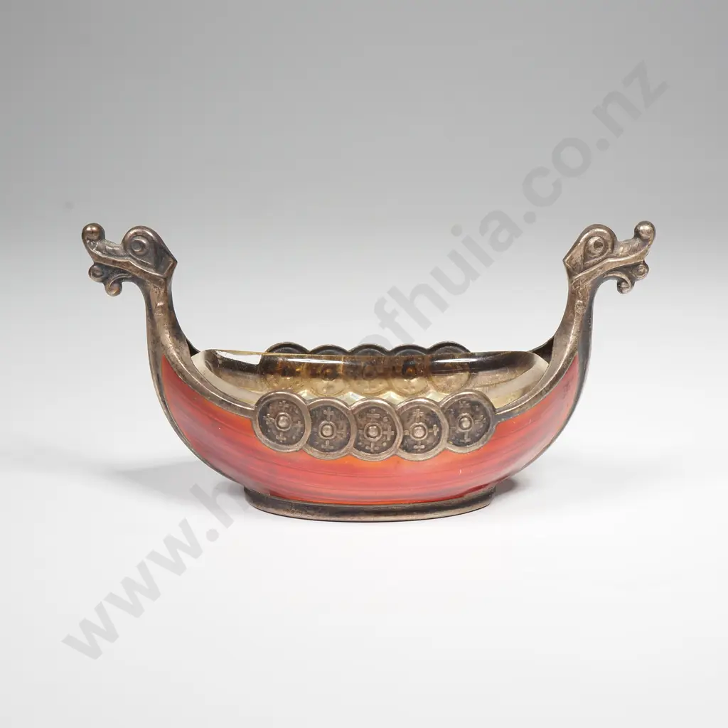 Vintage Theodore Olsen Norway Sterling Silver & Enamel Salt Cellar Image 1++