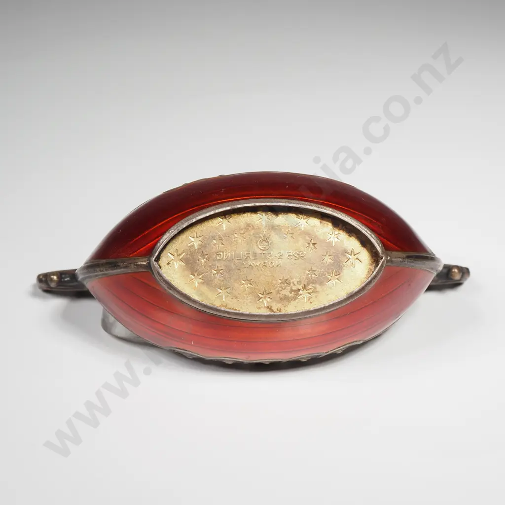 Vintage Theodore Olsen Norway Sterling Silver & Enamel Salt Cellar Image 1++