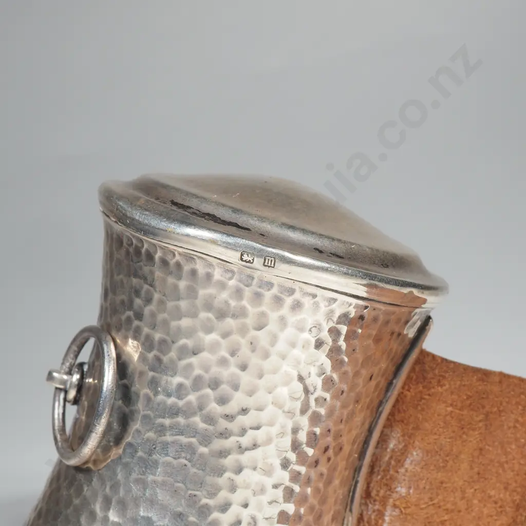 Sterling silver and leather razor strop, HM Birmingham 1911 Image 1++