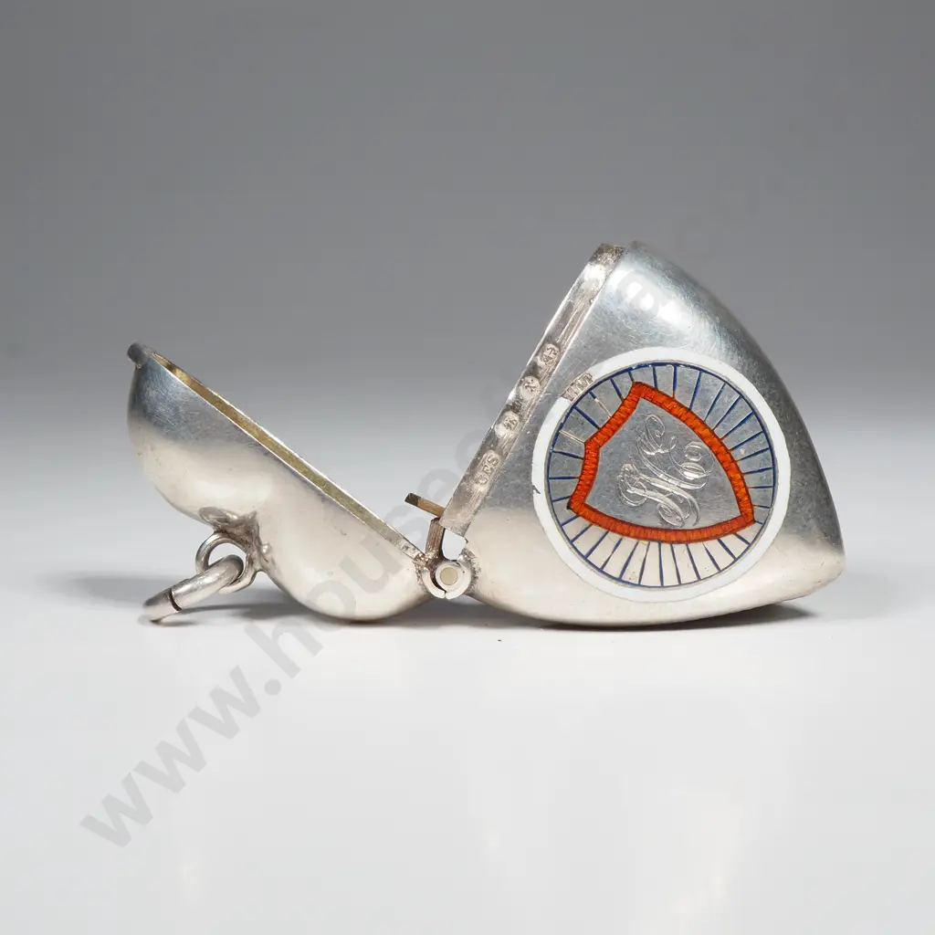 Heart shaped sterling silver wax vesta case, HM Birmingham 1897 Image 1++