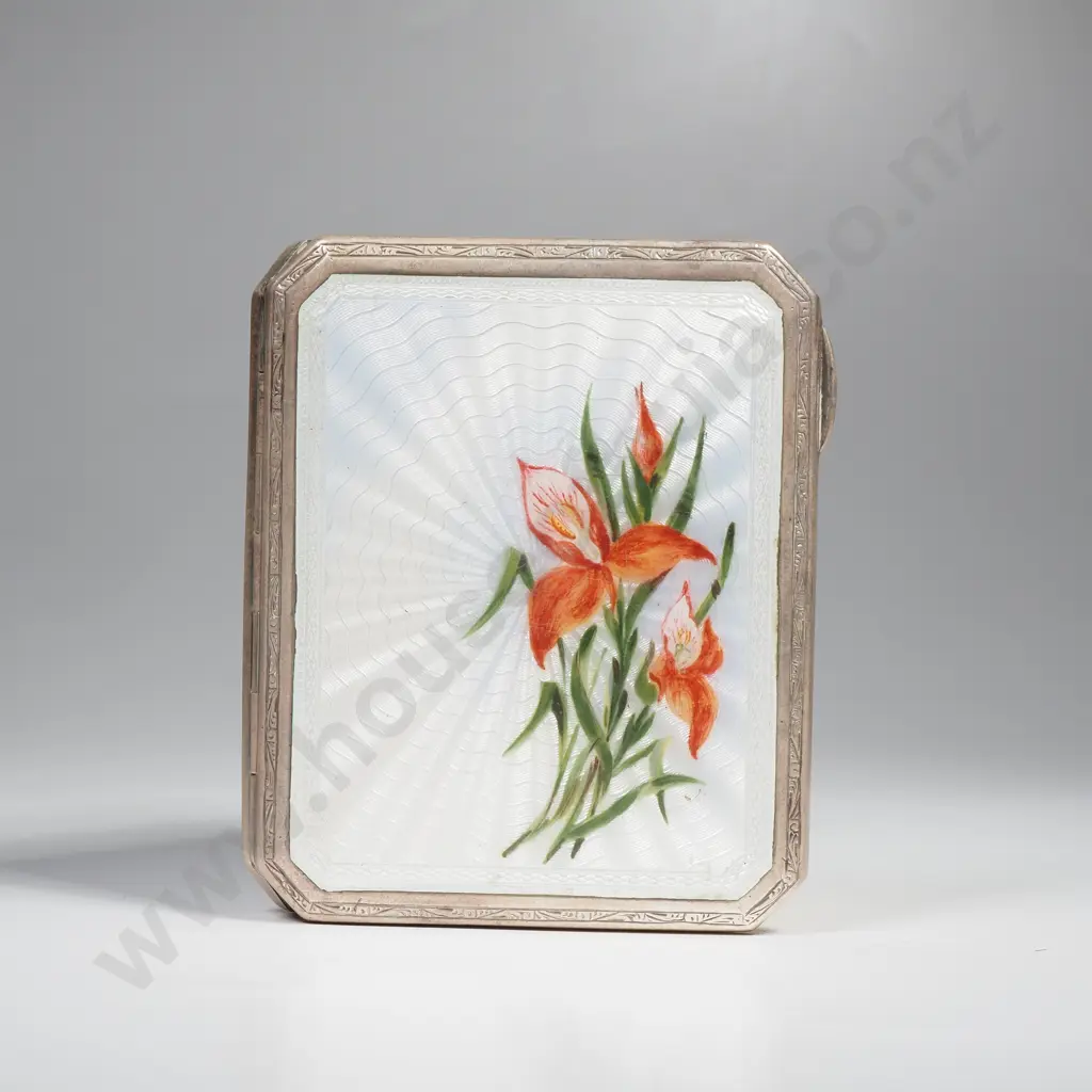 Sterling silver and enamel cigarette case, HM Birmingham 1929 Image 1++