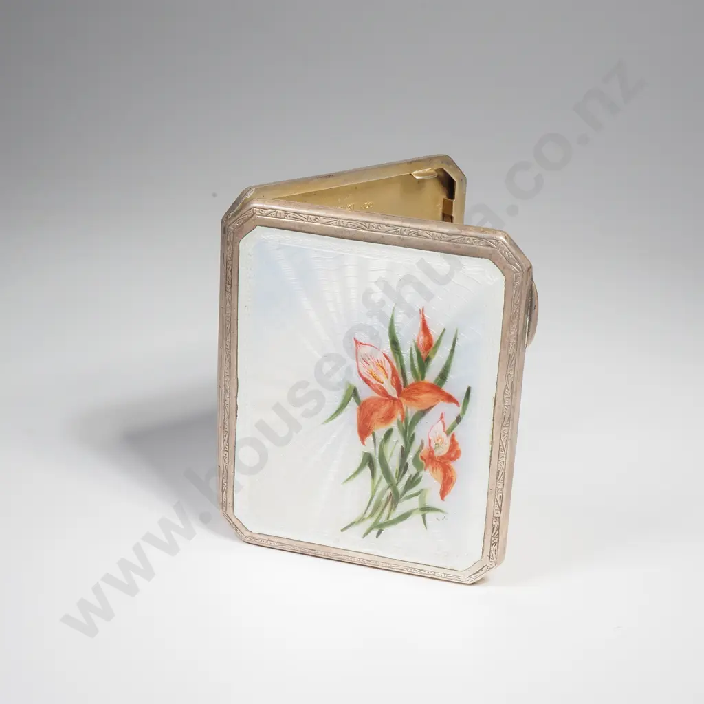 Sterling silver and enamel cigarette case, HM Birmingham 1929 Image 1++